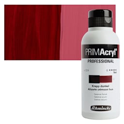 Schmincke Primacryl Professional Fluid Acrylic - Alizarin Crimson Hue, 250 ml bottle and swatch