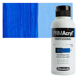 Schmincke Primacryl Professional Fluid Acrylic - Cobalt Blue Light, 250 ml bottle and swatch