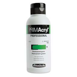 Schmincke Primacryl Professional Fluid Acrylic - Permanent Green, 250 ml bottle