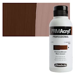 Schmincke Primacryl Professional Fluid Acrylic - Mars Brown, 250 ml bottle and swatch