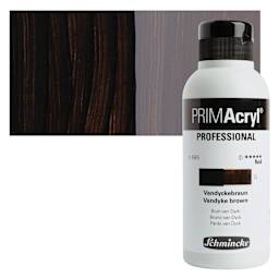 Schmincke Primacryl Professional Fluid Acrylic - Vandyke Brown, 250 ml bottle and swatch