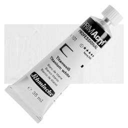 Schmincke Primacryl Professional Acrylic Paint - Titanium White, 35 ml Tube and swatch