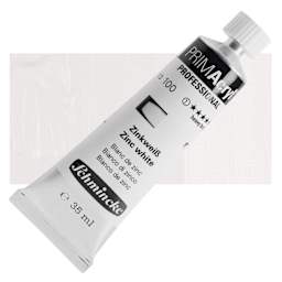 Schmincke Primacryl Professional Acrylic Paint - Zinc White, 35 ml Tube and swatch
