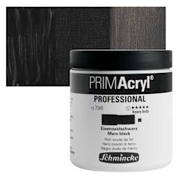 Schmincke Primacryl Professional Acrylic Paint - Mars Black, 237 ml Jar and swatch