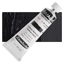 Schmincke Primacryl Professional Acrylic Paint - Carbon Black, 35 ml Tube and swatch