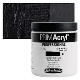 Schmincke Primacryl Professional Acrylic Paint - Carbon Black, 237 ml Jar and swatch
