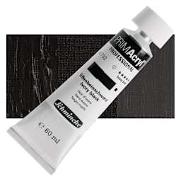 Schmincke Primacryl Professional Acrylic Paint - Ivory Black, 60 ml Tube and swatch