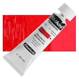 Schmincke Primacryl Professional Acrylic Paint - Vermilion Red, 60 ml Tube and swatch