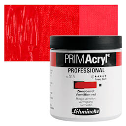 Schmincke Primacryl Professional Acrylic Paint - Vermilion Red, 237 ml Jar and swatch