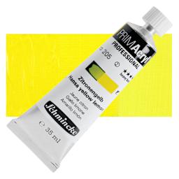 Schmincke Primacryl Professional Acrylic Paint - Hansa Yellow Lemon, 35 ml Tube and swatch