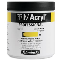 Schmincke Primacryl Professional Acrylic Paint - Cadmium Yellow Medium, 237 ml Tube