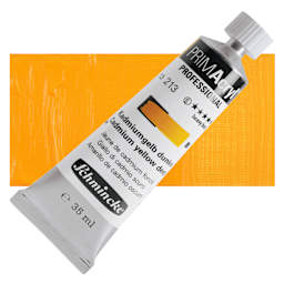 Schmincke Primacryl Professional Acrylic Paint - Cadmium Yellow Deep, 35 ml Tube and swatch