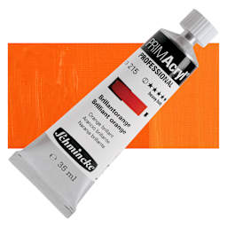 Schmincke Primacryl Professional Acrylic Paint - Brilliant Orange, 35 ml Tube and swatch
