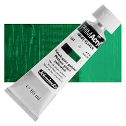 Schmincke Primacryl Professional Acrylic Paint - Phthalo Green Yellowish, 60 ml Tube and swatch