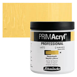 Schmincke Primacryl Professional Acrylic Paint - Naples Yellow, 237 ml Jar and swatch