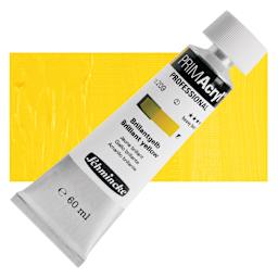 Schmincke Primacryl Professional Acrylic Paint - Brilliant Yellow, 60 ml Tube and swatch