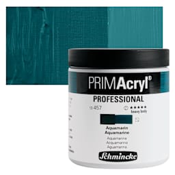 Schmincke Primacryl Professional Acrylic Paint - Aquamarine, 237 ml Jar and swatch