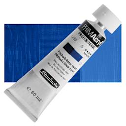 Schmincke Primacryl Professional Acrylic Paint - Phthalo Blue Cyan, 60 ml Tube and swatch