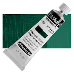 Schmincke Primacryl Professional Acrylic Paint - Phthalo Green Bluish, 35 ml Tube and swatch