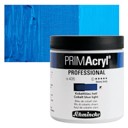 Schmincke Primacryl Professional Acrylic Paint - Cobalt Blue Light, 237 ml Jar and swatch