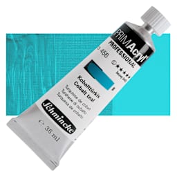Schmincke Primacryl Professional Acrylic Paint - Cobalt Teal, 35 ml Tube and swatch