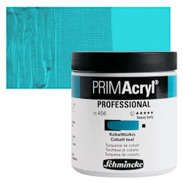 Schmincke Primacryl Professional Acrylic Paint - Cobalt Teal, 237 ml Jar and swatch