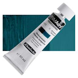 Schmincke Primacryl Professional Acrylic Paint - Phthalo Turquoise, 60 ml Tube and swatch
