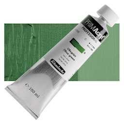 Schmincke Primacryl Professional Acrylic Paint - Olive Green, 150 ml Tube and swatch