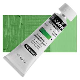 Schmincke Primacryl Professional Acrylic Paint - Vanadium Green, 60 ml Tube and swatch
