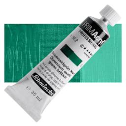 Schmincke Primacryl Professional Acrylic Paint - Chromium Oxide Green Brilliant, 35 ml Tube and swatch