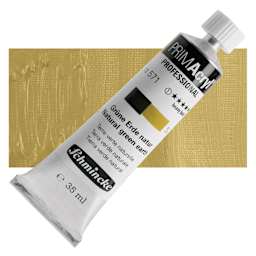Schmincke Primacryl Professional Acrylic Paint - Natural Green Earth, 35 ml Tube and swatch