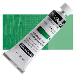 Schmincke Primacryl Professional Acrylic Paint - Cobalt Green Light, 35 ml Tube and swatch