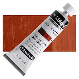 Schmincke Primacryl Professional Acrylic Paint - Burnt Sienna, 35 ml Tube and swatch