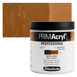 Schmincke Primacryl Professional Acrylic Paint - Raw Umber, 237 ml Jar and swatch