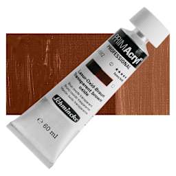 Schmincke Primacryl Professional Acrylic Paint - Transparent Brown Oxide, 60 ml Tube and swatch