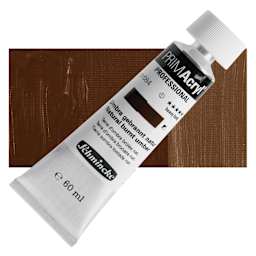 Schmincke Primacryl Professional Acrylic Paint - Natural Burnt Umber, 60 ml Tube and swatch