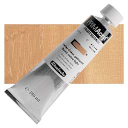 Schmincke Primacryl Professional Acrylic Paint - Burnt Ochre Light, 150 ml Tube and swatch