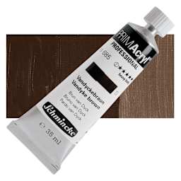 Schmincke Primacryl Professional Acrylic Paint - Vandyke Brown, 35 ml Tube and swatch
