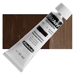 Schmincke Primacryl Professional Acrylic Paint - Vandyke Brown, 60 ml Tube and swatch