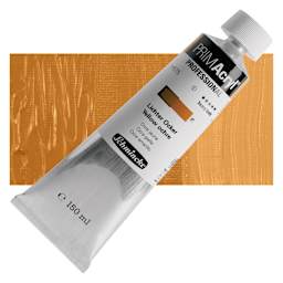 Schmincke Primacryl Professional Acrylic Paint - Yellow Ochre, 150 ml Tube and swatch