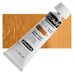 Schmincke Primacryl Professional Acrylic Paint - Yellow Ochre, 60 ml Tube and swatch