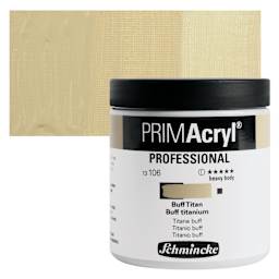 Schmincke Primacryl Professional Acrylic Paint - Buff Titanium, 237 ml Jar and swatch