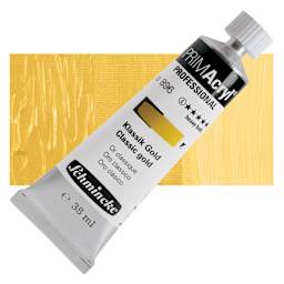 Schmincke Primacryl Professional Acrylic Paint - Classic Gold, 35 ml Tube and swatch