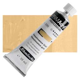 Schmincke Primacryl Professional Acrylic Paint - Renaissance Gold, 35 ml Tube and swatch