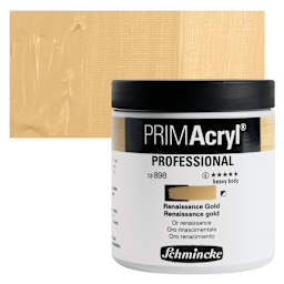 Schmincke Primacryl Professional Acrylic Paint - Renaissance Gold, 237 ml Jar and swatch