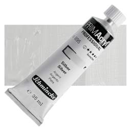 Schmincke Primacryl Professional Acrylic Paint - Silver, 35 ml Tube and swatch