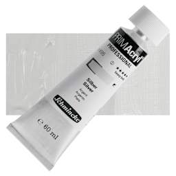 Schmincke Primacryl Professional Acrylic Paint - Silver, 60 ml Tube and swatch