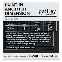 Gaffrey Art Material Standard Body Acrylic Paints - Set of 4, Essential Colors, 59 ml Tube back of package