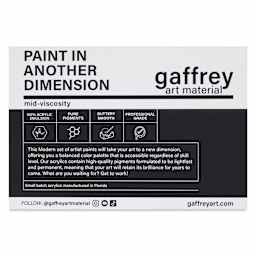Gaffrey Art Material Standard Body Acrylic Paints - Set of 6, Modern Colors, 59 ml Tube back of package