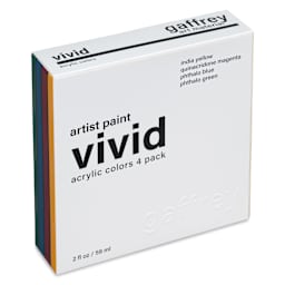 Gaffrey Art Material Standard Body Acrylic Paints - Set of 4, Vivid Colors, 59 ml Tube front of package